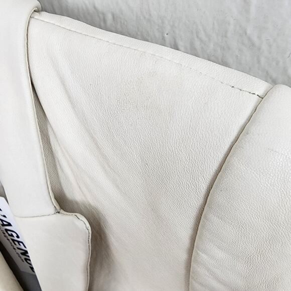 L'Agence Kenzie Lambskin Leather Double Breasted Blazer White Gold 2 NWT - Picture 8 of 16